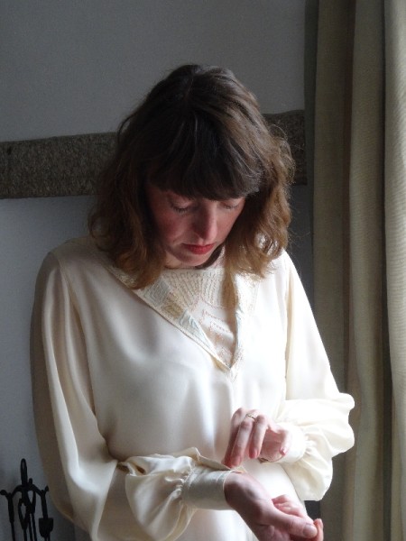 Hand embroidered silk crepe de chine blouse (hand embroidered by Mary Addison)