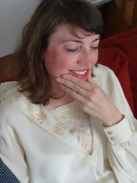 Silk crepe de chine silk shirt (hand embroidered by Mary Addison)