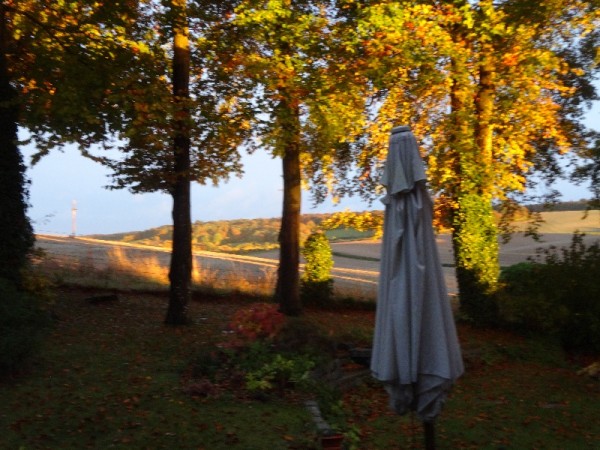 Last light of the setting sun seen from Ipsden vicarage (Saturday 24 October 2015 - the last day of British Summer Time)