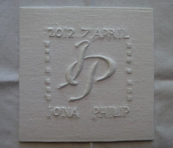 Wedding monogram IP (hand embroidered by Mary Addison)