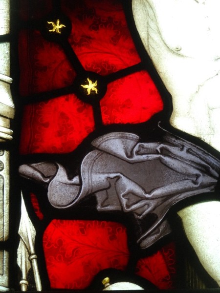 Ipsden church: detail of east window