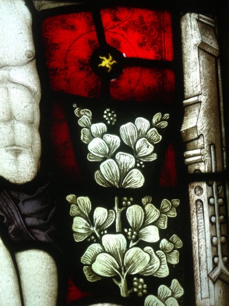 Ipsden Church: detail of east window 