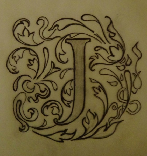 Design for J monogram for hand towel