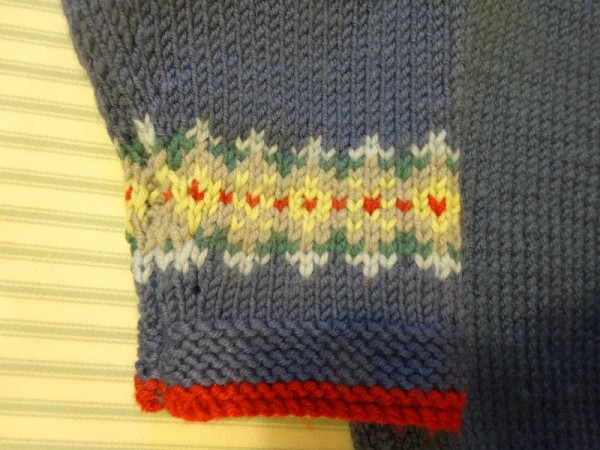 Boy's jumper: detail of Fair Isle pattern (both jumper pattern and Fair Isle are from Debbie Bliss's Baby Cashmerino book 5) 