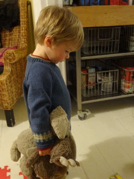 Boy's jumper: detail of Fair Isle pattern (both jumper pattern and Fair Isle are from Debbie Bliss's Baby Cashmerino book 5) 