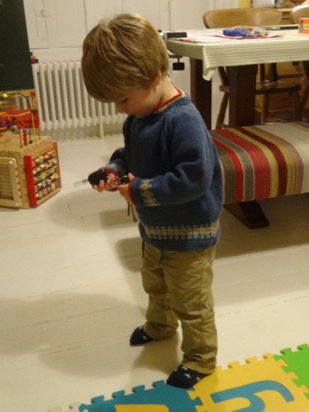 Boy's jumper: detail of Fair Isle pattern (both jumper pattern and Fair Isle are from Debbie Bliss's Baby Cashmerino book 5) 