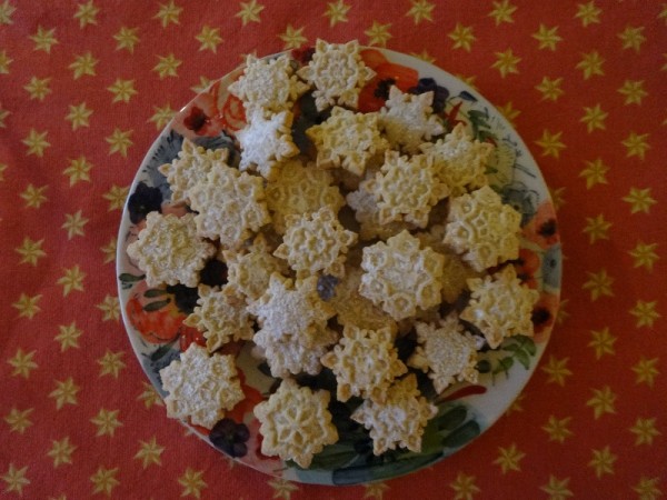 Snowflake biscuits (Plain biscuit recipe from Biscuiteers Book of Iced Biscuits; Kyle Cathie, 2010) 