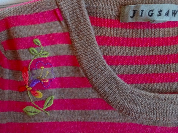 A favourite jumper: moth hole darned and embroidered