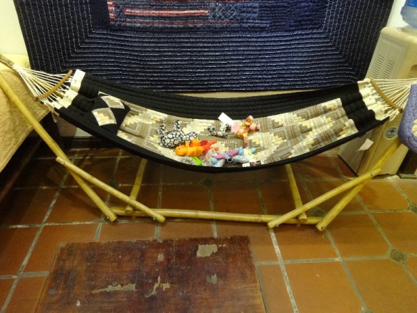Mekong Quilts: Patchwork hammock and bamboo frame (hand appliquéd and quilted)