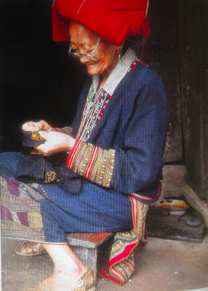 Photo of 77-rear old Red Dao woman. Not my picture but taken from the brilliant Textiles: A World Tour by Catherine Legrand (T & H, 2008)