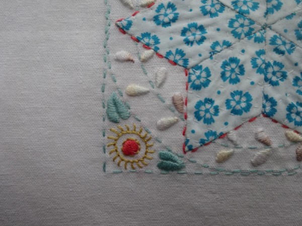 Embellished patchwork star: detail   (hand embroidered by Mary Addison)