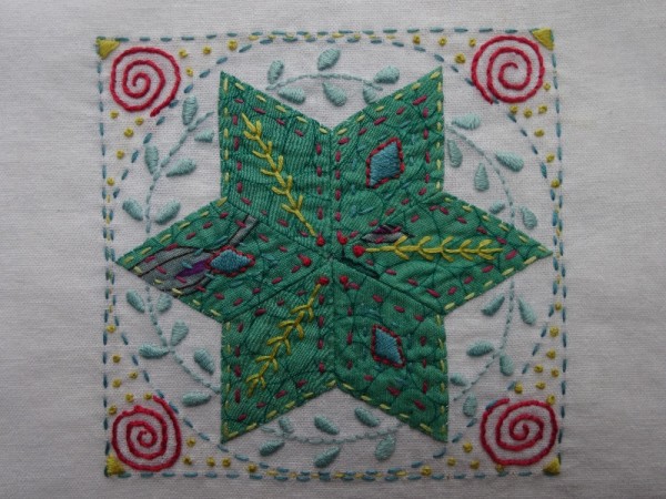 Third embellished patchwork star (hand embroidered by Mary Addison)