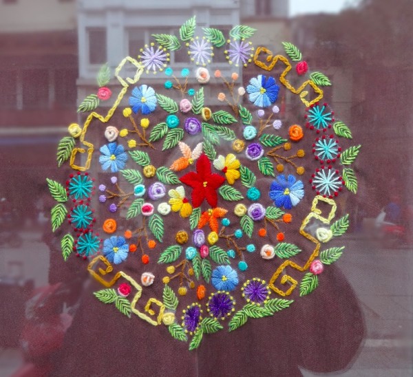 Modern Vietnamese embroidery (photographed through a shop window)