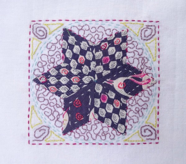 Second Embellished patchwork star (hand embroidered by Mary Addison)