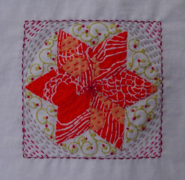 Eleventh embellished patchwork star (hand embroidered by Mary Addison)