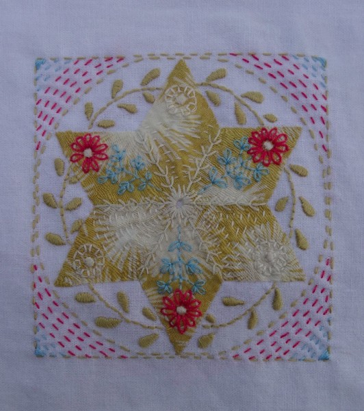 Third embellished patchwork star (hand embroidered by Mary Addison)
