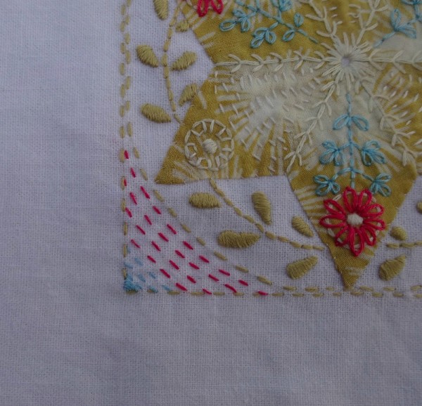 Embellished patchwork star : detail (hand embroidered by Mary Addison)