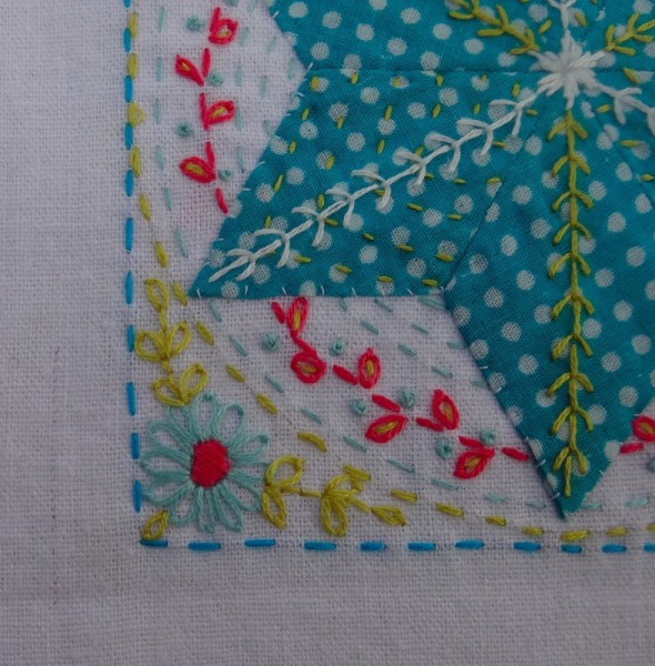 Detail of embroidered patchwork star