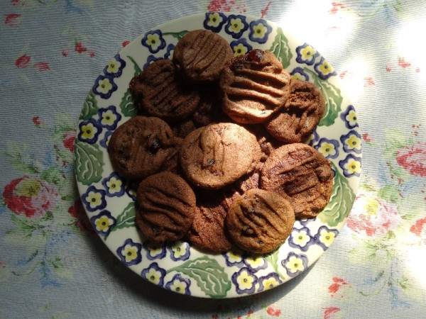 Chocolate and cherry biscuits  - based on a recipe in Mary Berry's Foolproof Cooking (BBC Books 2016)