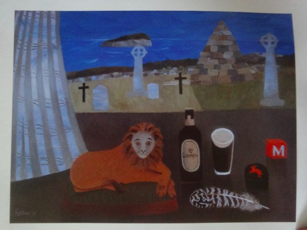 Mary Fedden : Irish Lion - in a private collection (from Mary Fedden: little soft lion (from Mary Fedden: Enigmas & Variations by Christopher Andreae: Lund Humphries); pbk 2014)