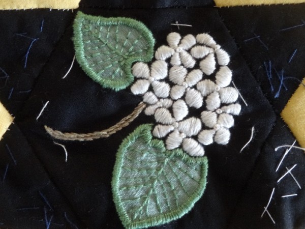 Ipsden altar frontal: embroidered viburnum (Viburnum sieboldii 'Seneca'