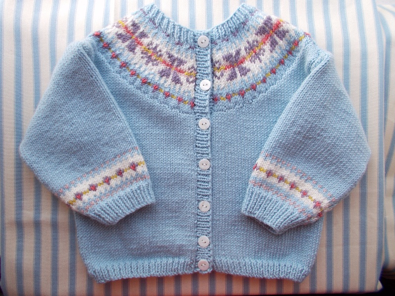Train journeys and a pale blue cardigan with Fair Isle yoke Addison