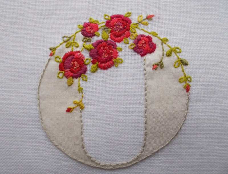 An embroidered alphabet letter O Addison Embroidery at the Vicarage