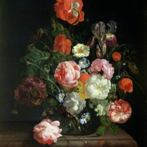 Ruysch, Rachel, 1664-1750; Flowers in a Glass Vase